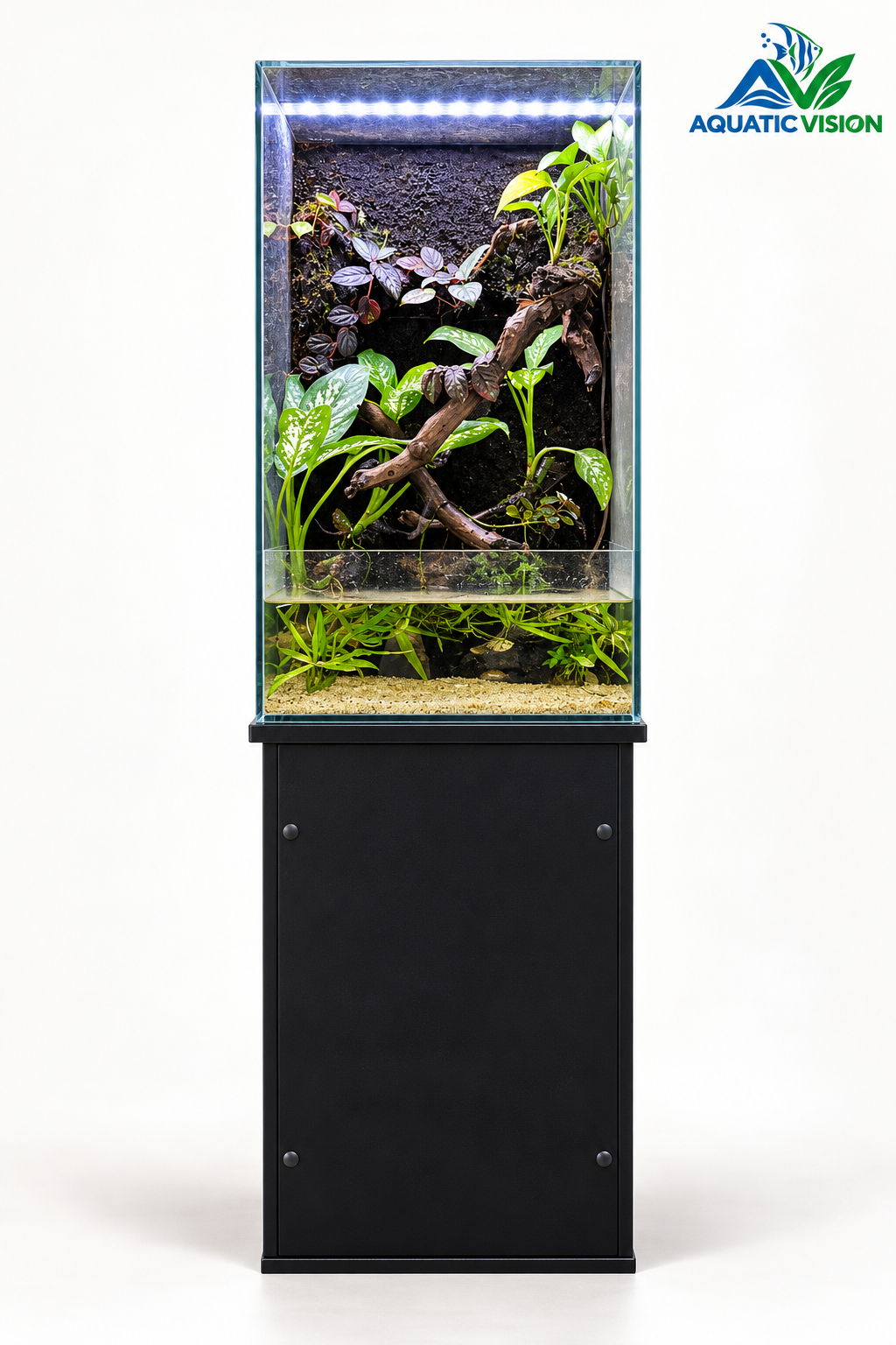 Rainforest Rise – Tropical Planted Paludarium with Glass Tank & Stand