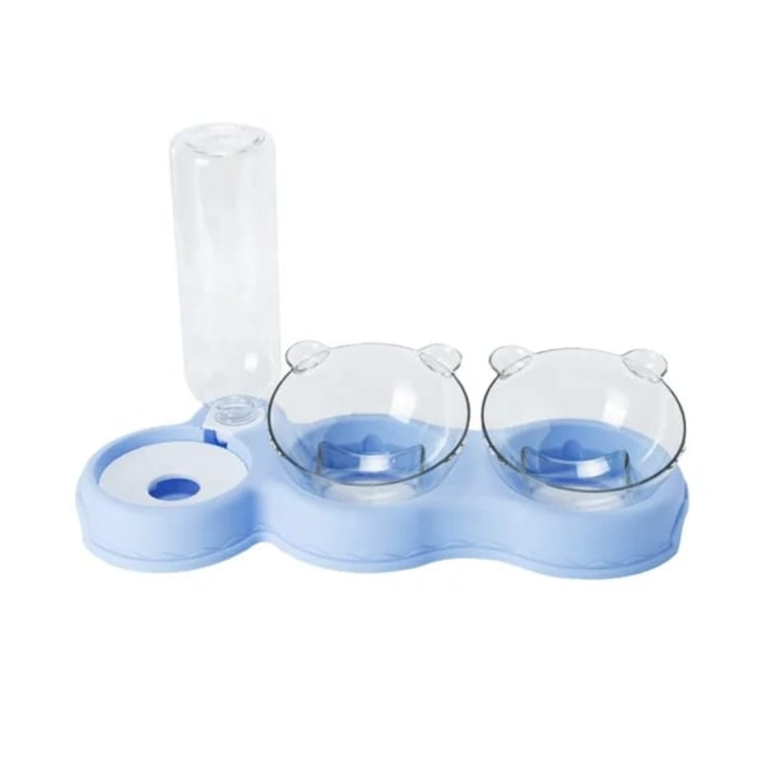 وعاء مزدوج للحيوانات الأليفة مع وحدة تغذية