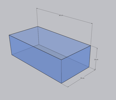 Dymax Shallow Aquarium 60 cm x 30 cm x 18cm (5 mm