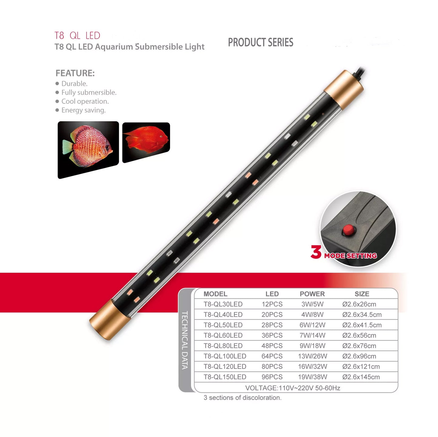 ضوء LED كوانلونج T8