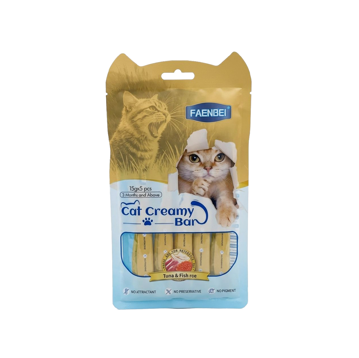 Faenbei Cat Creamy Bar 15g x 5Pcs (Tuna & Fish Roe)