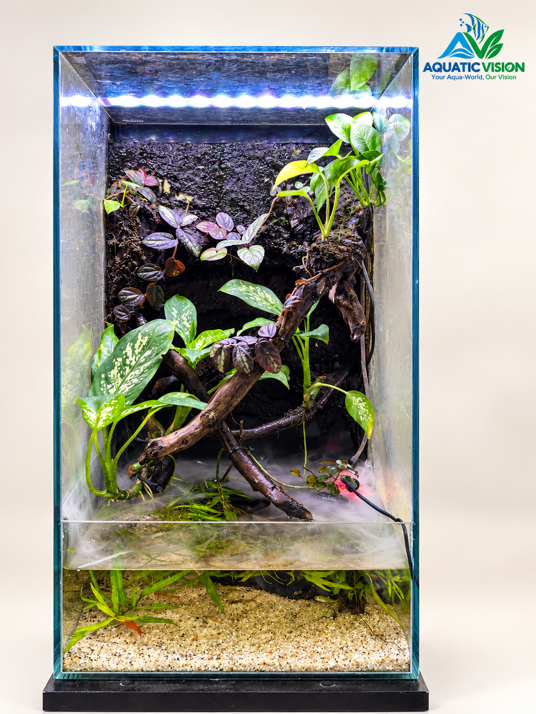 Rainforest Rise – Tropical Planted Paludarium with Glass Tank & Stand