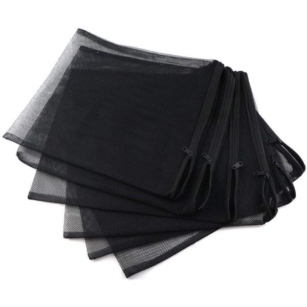 Filter Net Bag Aquarium Zipper Mesh Black 3 Sizes (Small Hole)