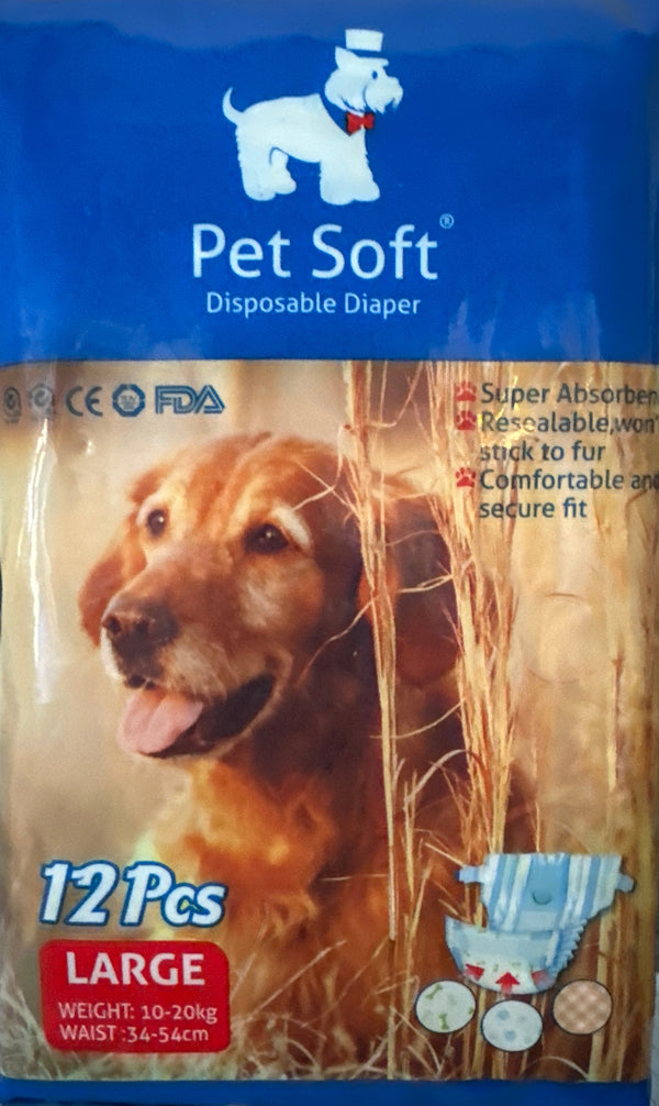 Pet Soft Disposable Dog Diapers – Large (12 PCS)