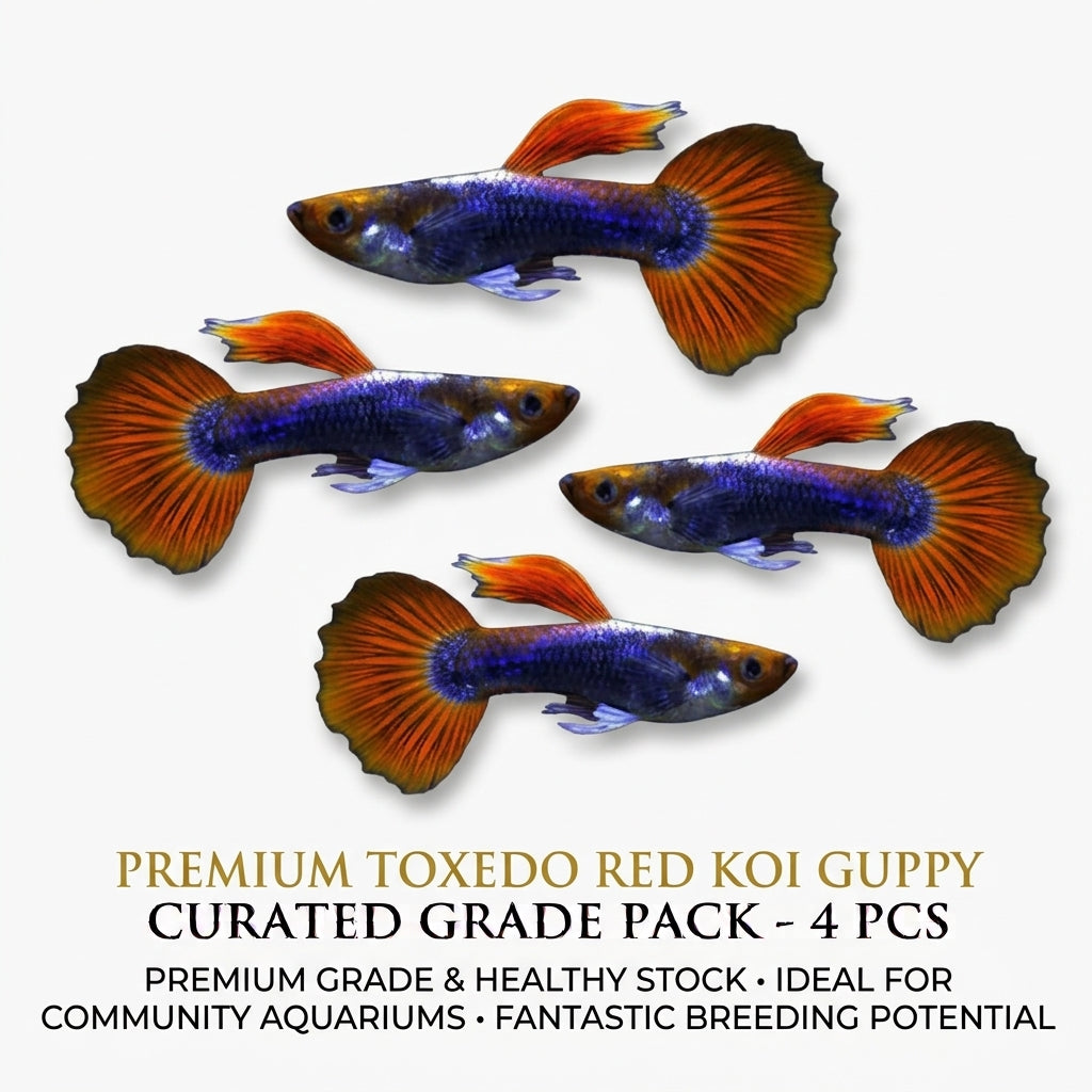 Toxedo Red Koi Guppy Male 4PCS Combo Deal