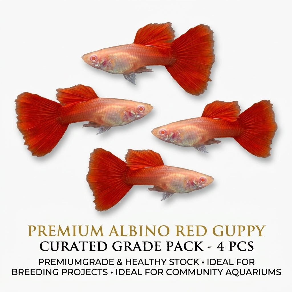 Albino Red Guppy Male 4PCS Combo Deal