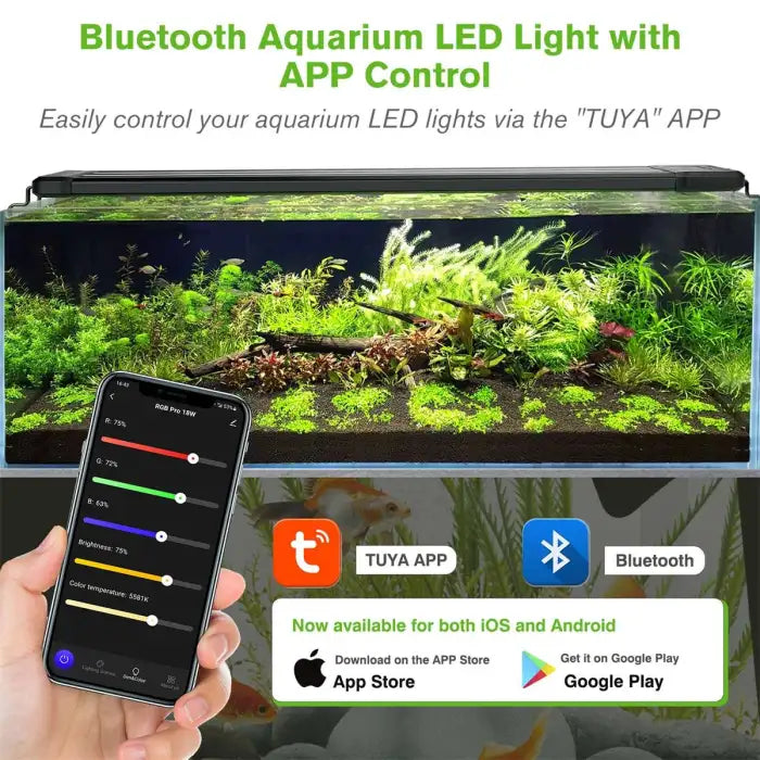 Hygger Bluetooth LED Aquarium Light with App Control for Freshwater & Planted Tank HG-028