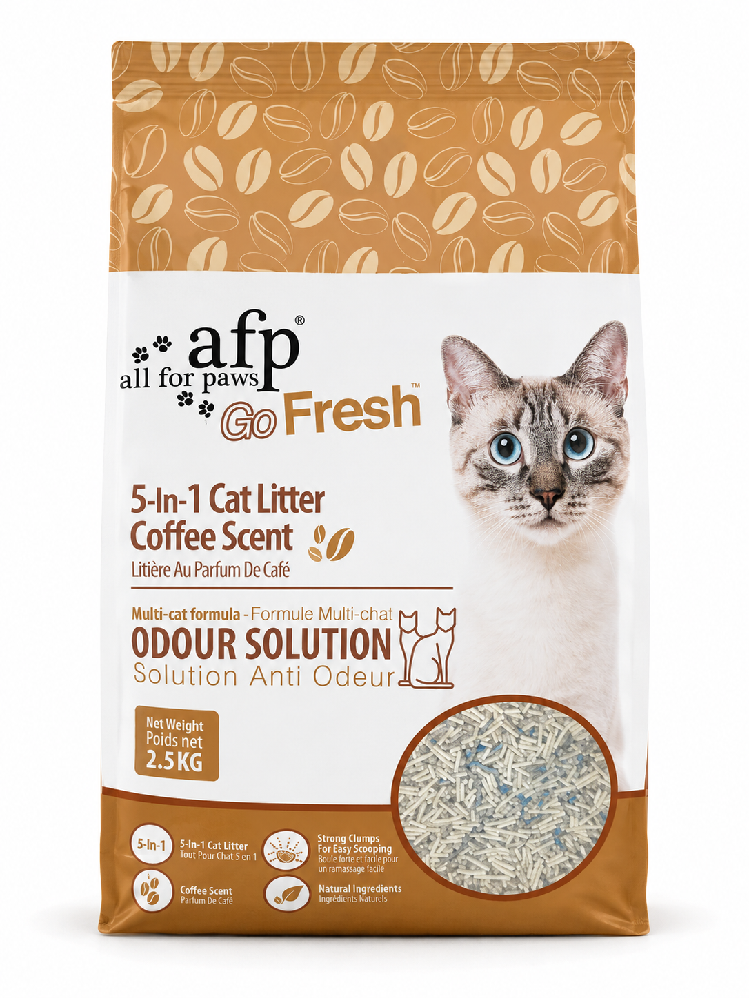 AFP Go Fresh 5-in-1 Cat Litter – Coffee Scent, 2.5 kg