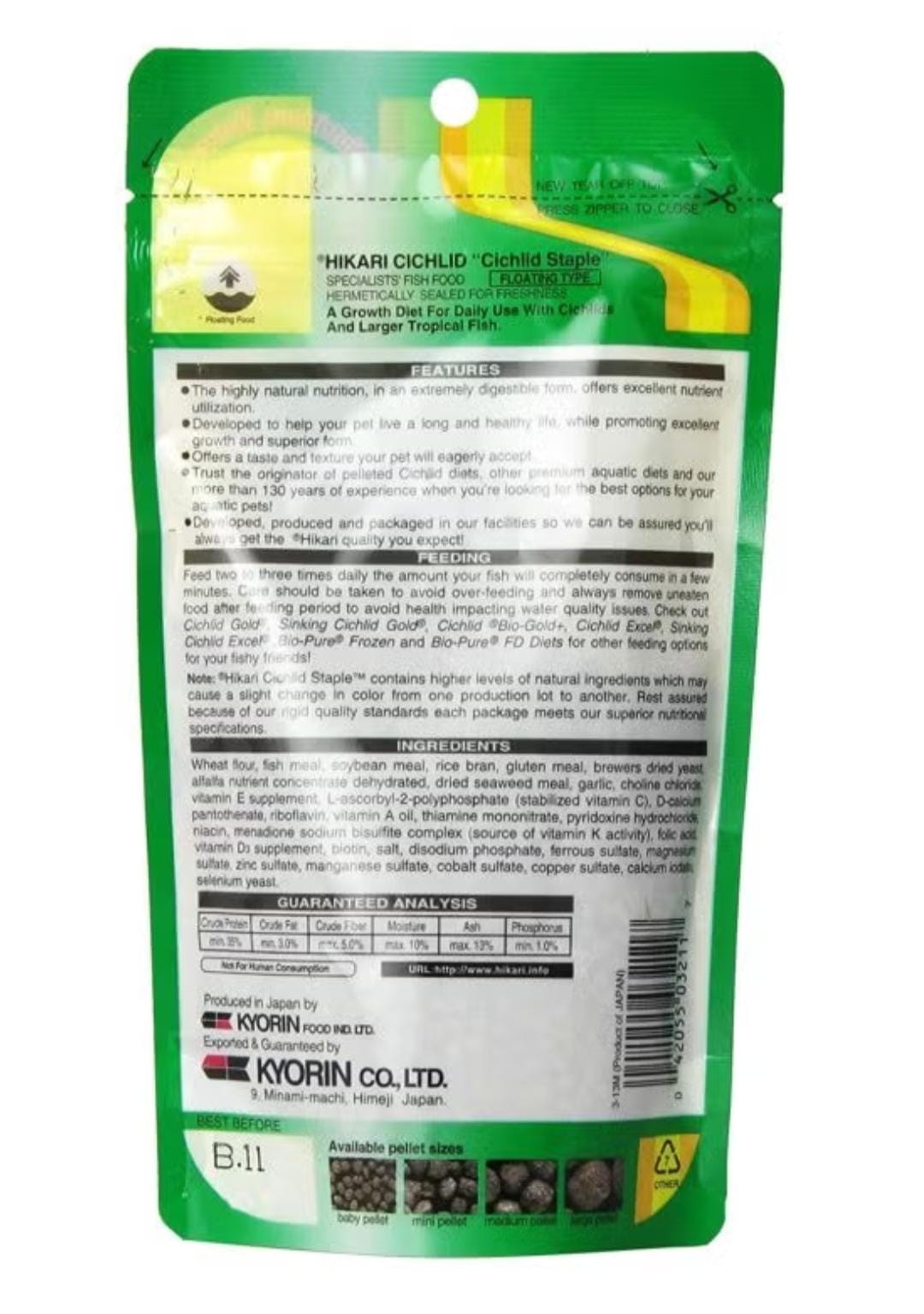 HIKARI CICHLID STAPLE MINI PELLET FISH FOOD 57G