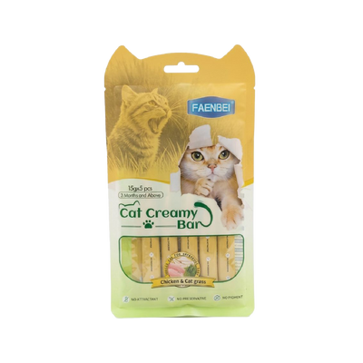 Faenbei Cat Creamy Bar 15g x 5Pcs (Chicken & Cat Grass)