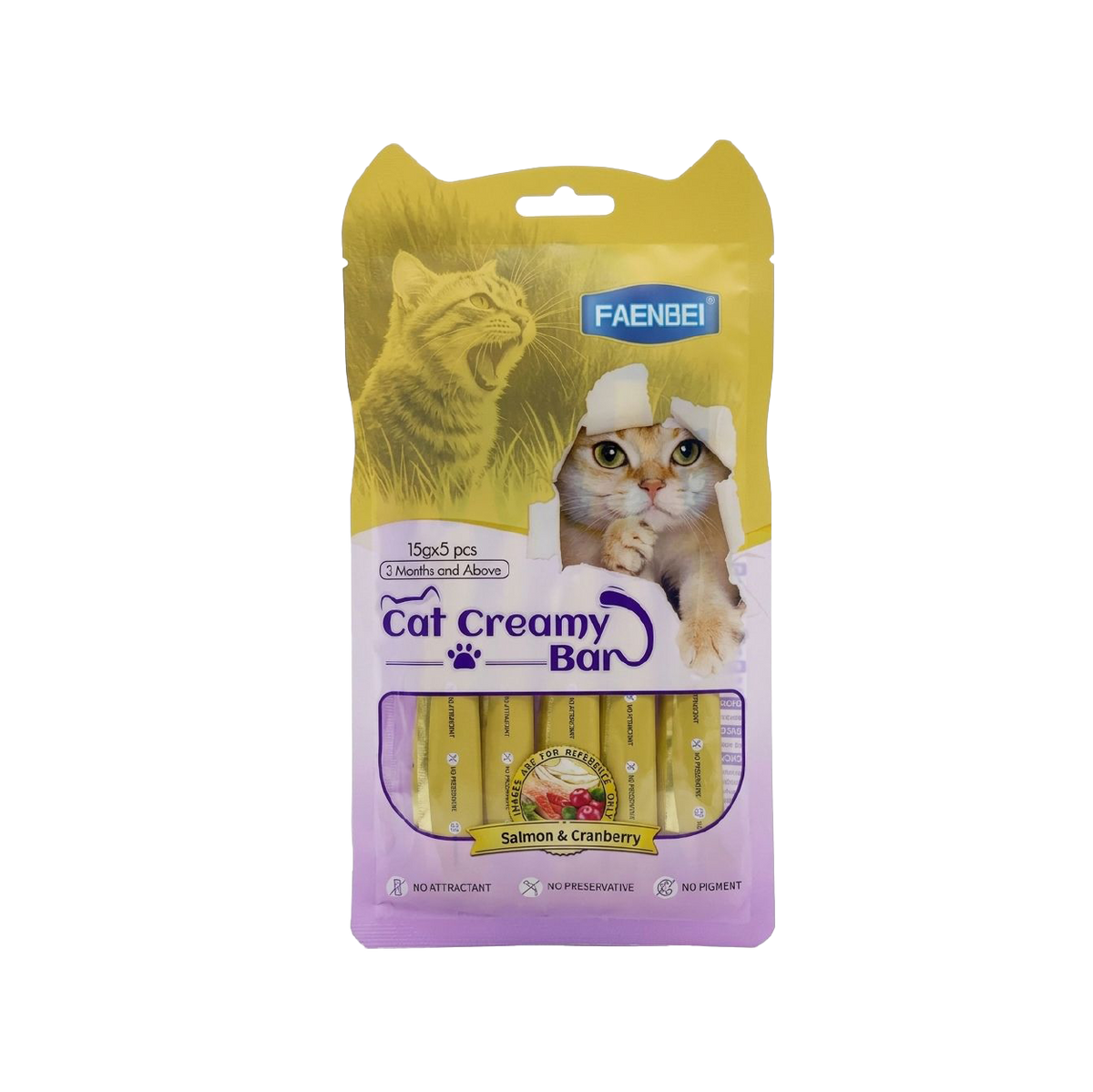 Faenbei Cat Creamy Bar 15g x 5Pcs (Salmon & Cranberry)