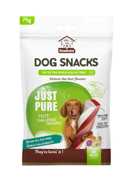HOWBONE DOG SNACKS Just Pure Mix Fruity Flavored Twin Stix 75g