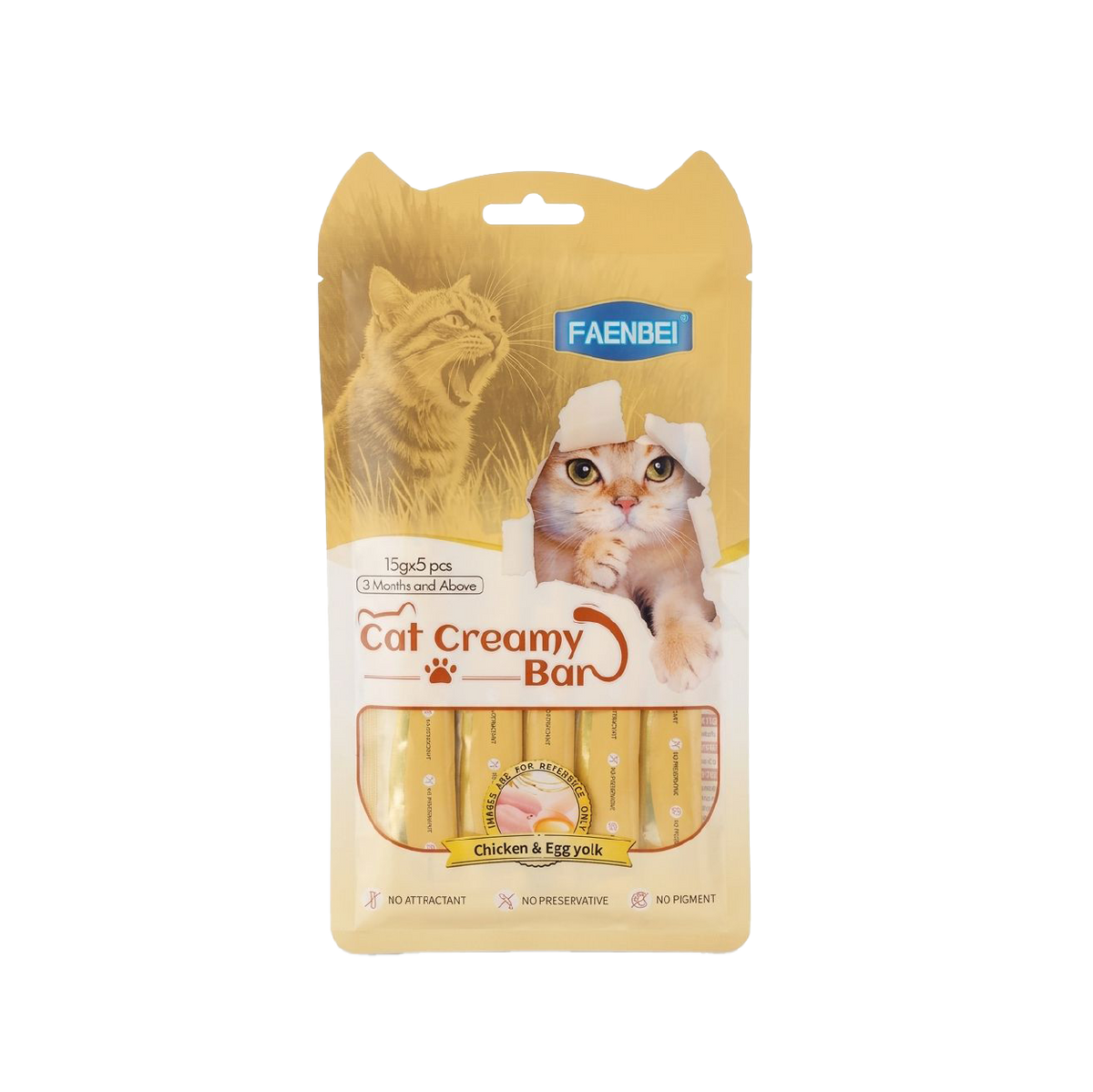 Faenbei Cat Creamy Bar 15g x 5Pcs (Chicken & Egg Yolk)