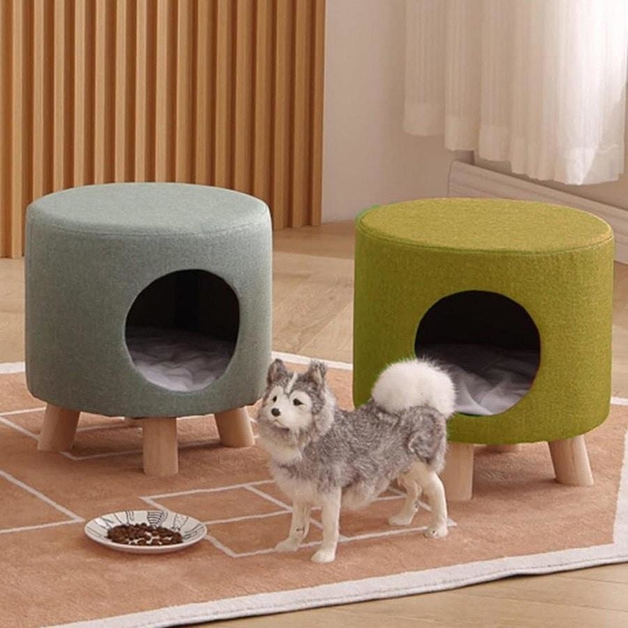 Wooden Cat Stool House Bench Pet Furniture