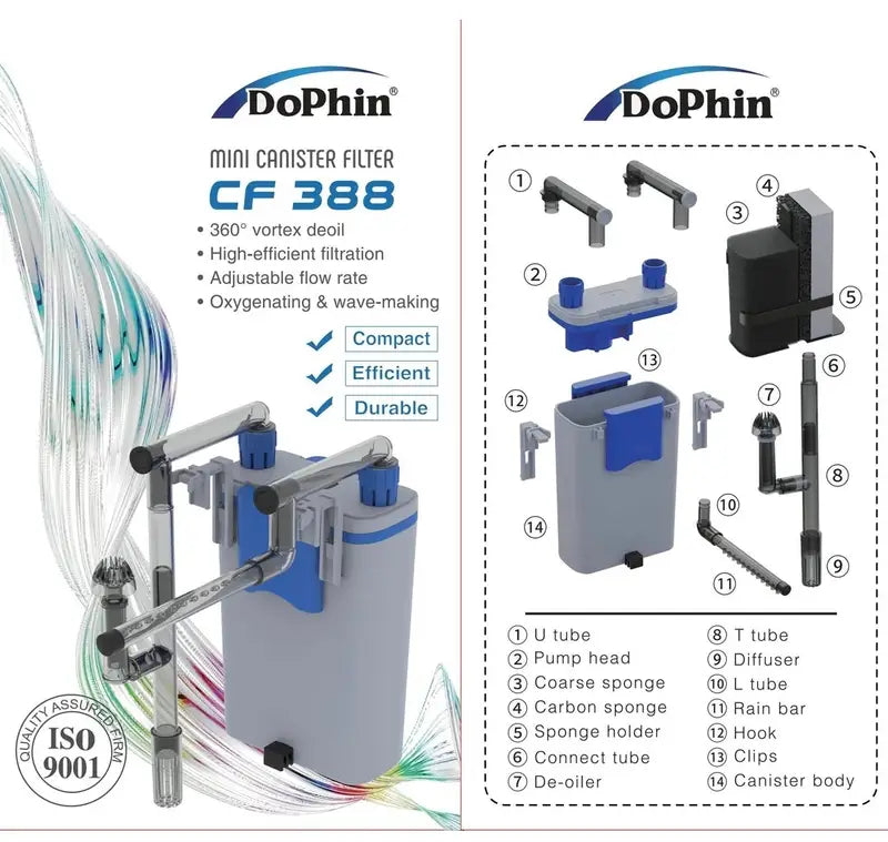 DoPhin Mini Canister Filter CF-388 (330 L/H & 80-90 L & 5.5 W)