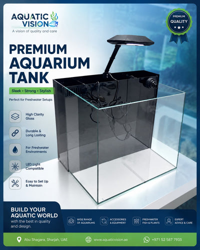 Crystal clear Glass Aquarium with Tempered polish and Sumb filter with Led light 50cm