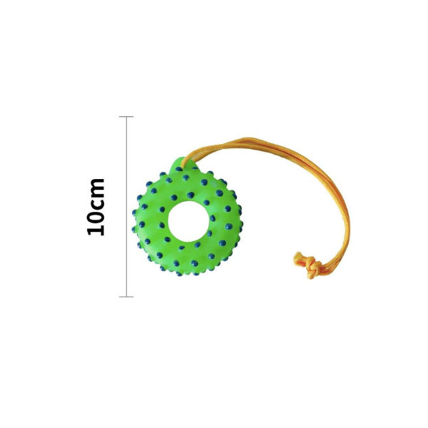 Tyre With Rope Vinyl Squeaky Toy 10 Cm